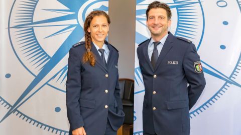 Polizeihauptkommissarin Lil-Kathrin Herholz und Polizeirat Stefan Heimbuch