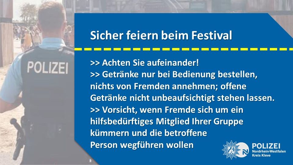 Prevention tips on the topic of "Celebrating safely at festivals"